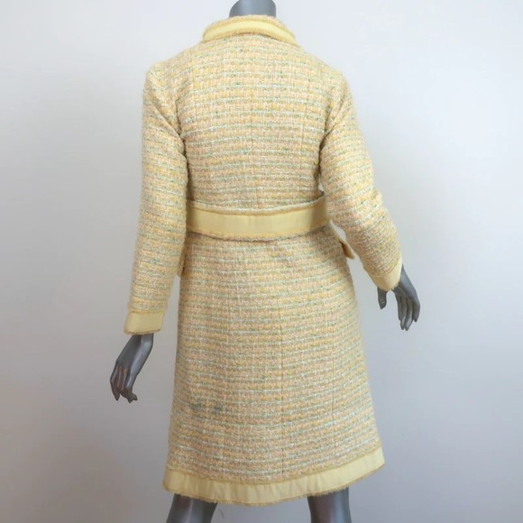 Marc Jacobs Tweed Coat Light Yellow Virgin Wool Size 2 - Picture 5 of 8